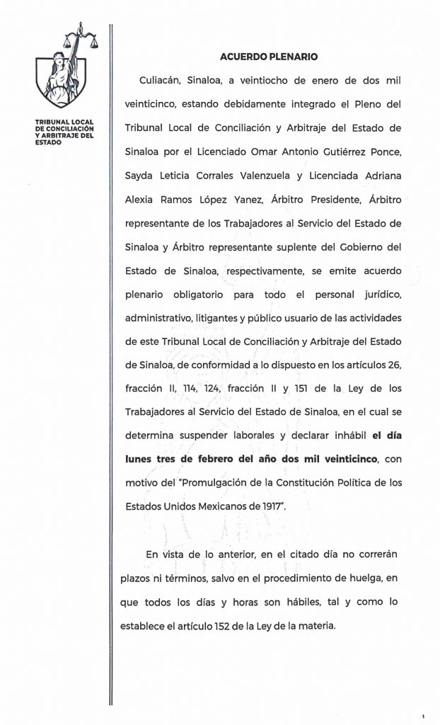 Tribunal local de conciliaci n y arbitraje del estado de sinaloa